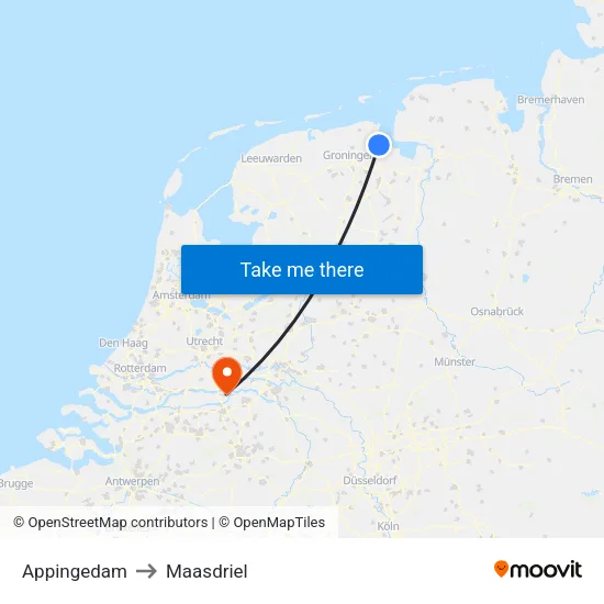 Appingedam to Maasdriel map