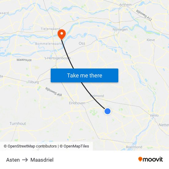 Asten to Maasdriel map