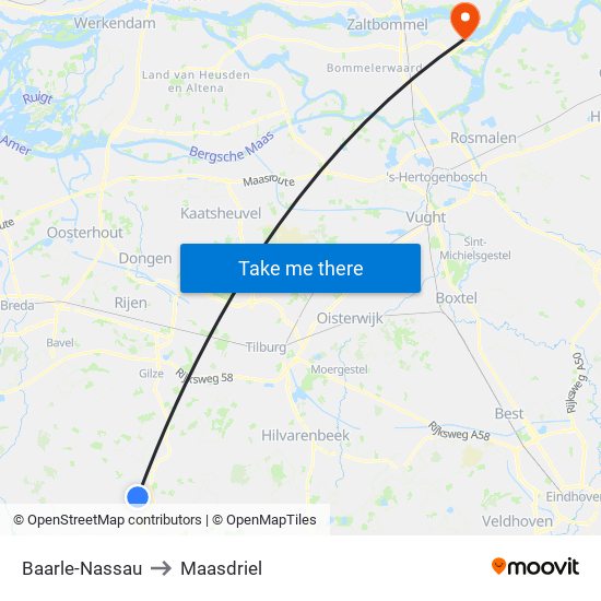 Baarle-Nassau to Maasdriel map