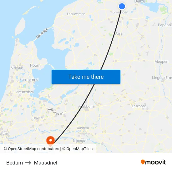 Bedum to Maasdriel map