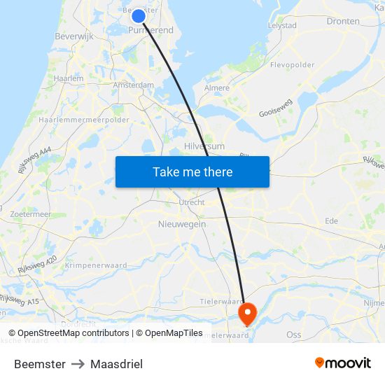 Beemster to Maasdriel map