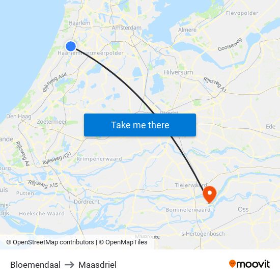 Bloemendaal to Maasdriel map