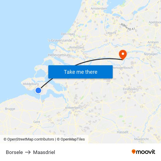 Borsele to Maasdriel map