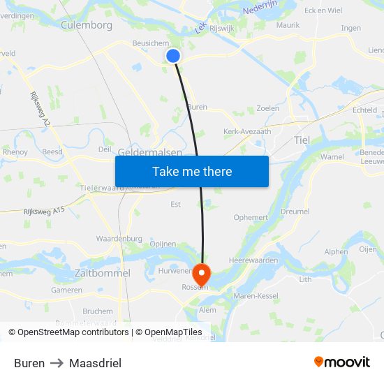 Buren to Maasdriel map