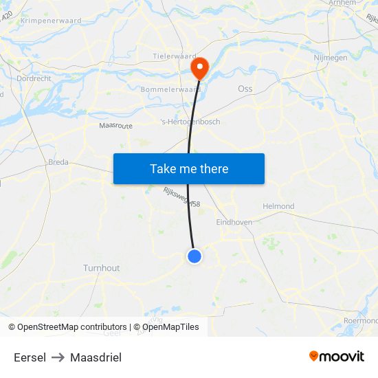Eersel to Maasdriel map