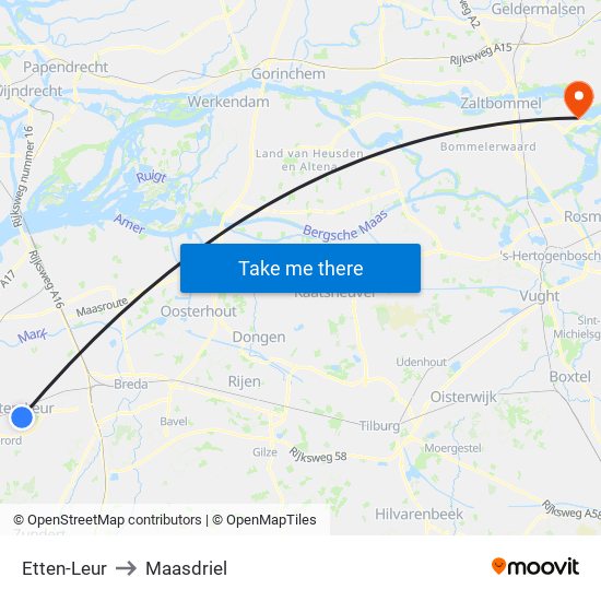 Etten-Leur to Maasdriel map