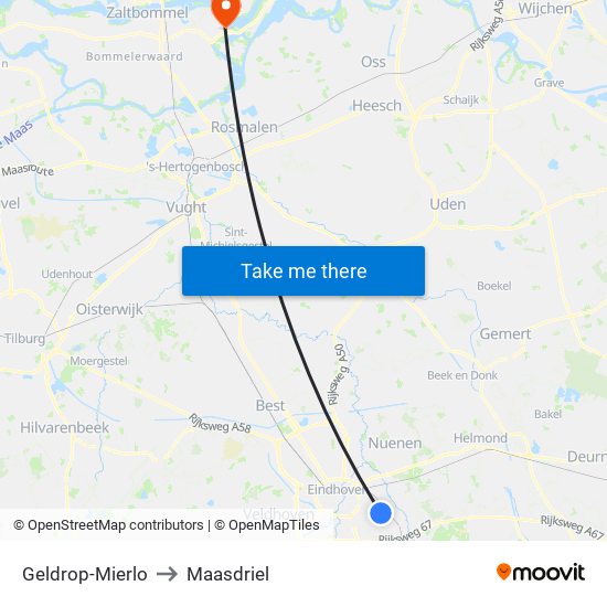 Geldrop-Mierlo to Maasdriel map