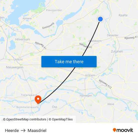 Heerde to Maasdriel map