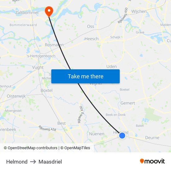 Helmond to Maasdriel map