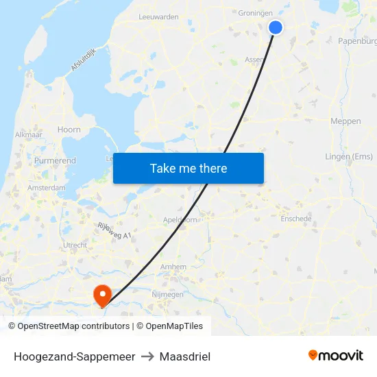 Hoogezand-Sappemeer to Maasdriel map