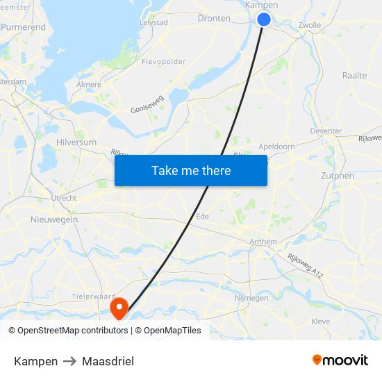 Kampen to Maasdriel map