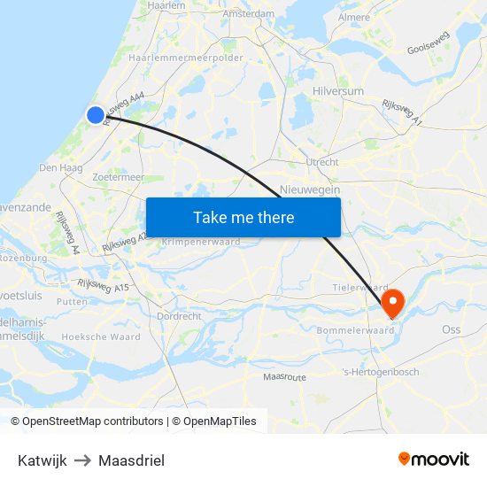 Katwijk to Maasdriel map