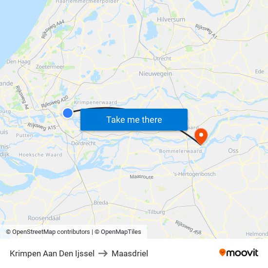 Krimpen Aan Den Ijssel to Maasdriel map