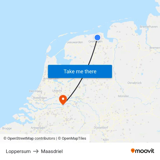 Loppersum to Maasdriel map