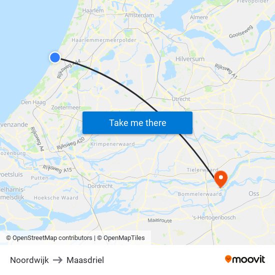 Noordwijk to Maasdriel map