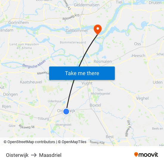 Oisterwijk to Maasdriel map