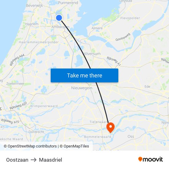 Oostzaan to Maasdriel map