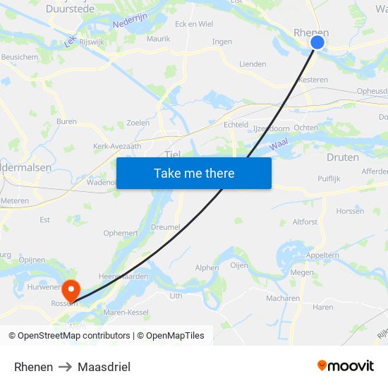 Rhenen to Maasdriel map