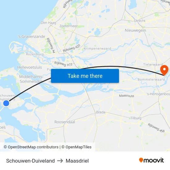 Schouwen-Duiveland to Maasdriel map