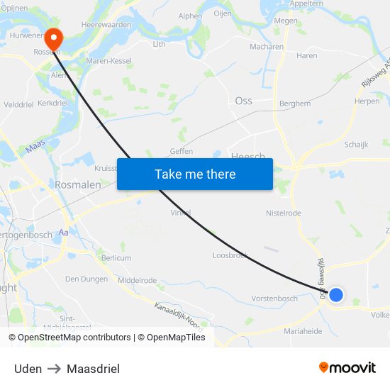 Uden to Maasdriel map