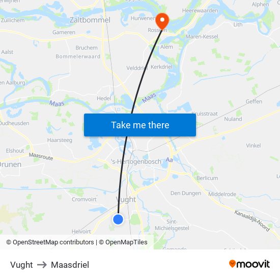 Vught to Maasdriel map