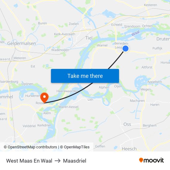 West Maas En Waal to Maasdriel map