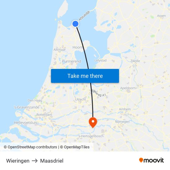 Wieringen to Maasdriel map