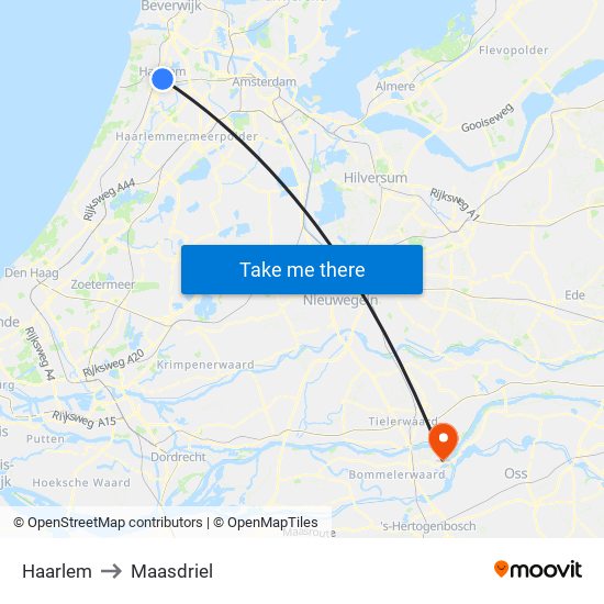 Haarlem to Maasdriel map
