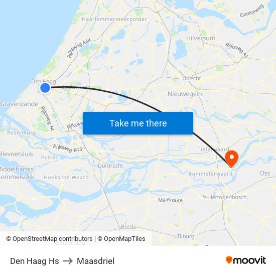 Den Haag Hs to Maasdriel map