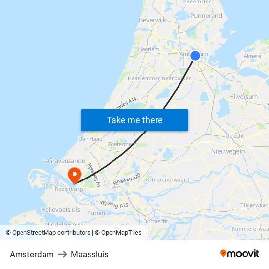 Amsterdam to Maassluis map