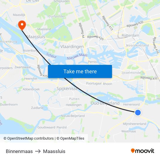 Binnenmaas to Maassluis map