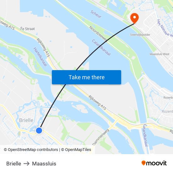 Brielle to Maassluis map