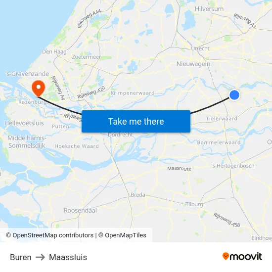Buren to Maassluis map
