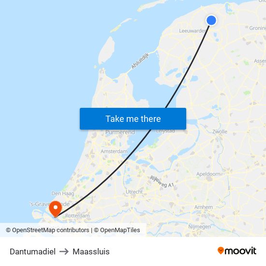 Dantumadiel to Maassluis map