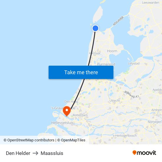 Den Helder to Maassluis map