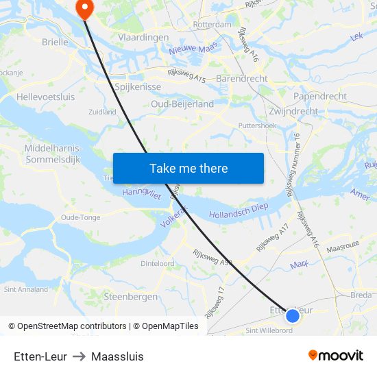 Etten-Leur to Maassluis map