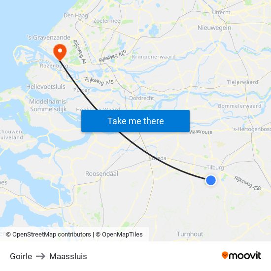 Goirle to Maassluis map