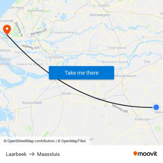 Laarbeek to Maassluis map