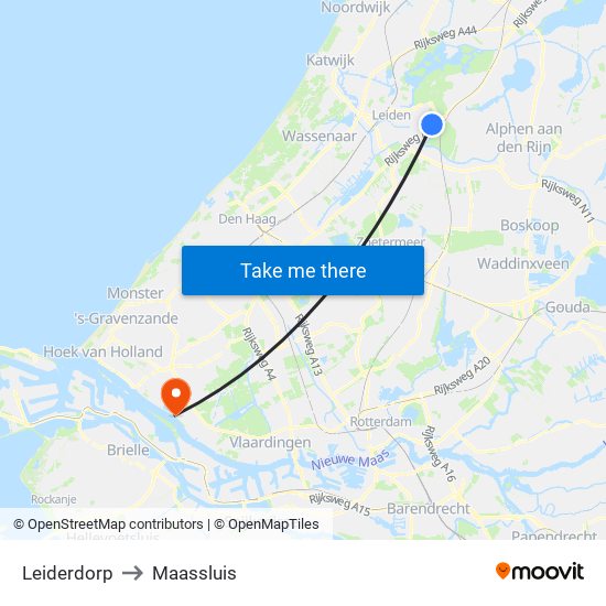 Leiderdorp to Maassluis map