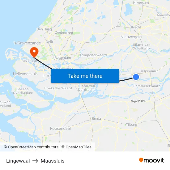 Lingewaal to Maassluis map