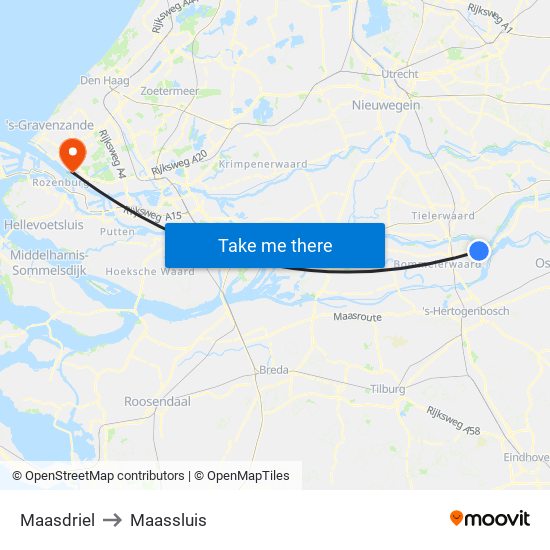 Maasdriel to Maassluis map