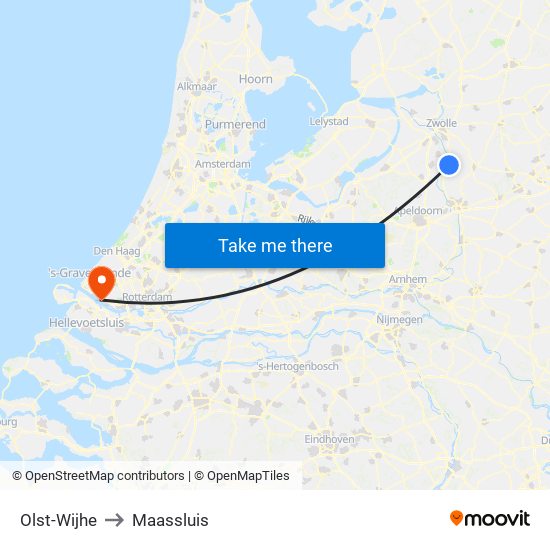 Olst-Wijhe to Maassluis map