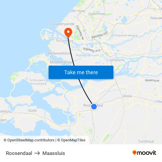 Roosendaal to Maassluis map