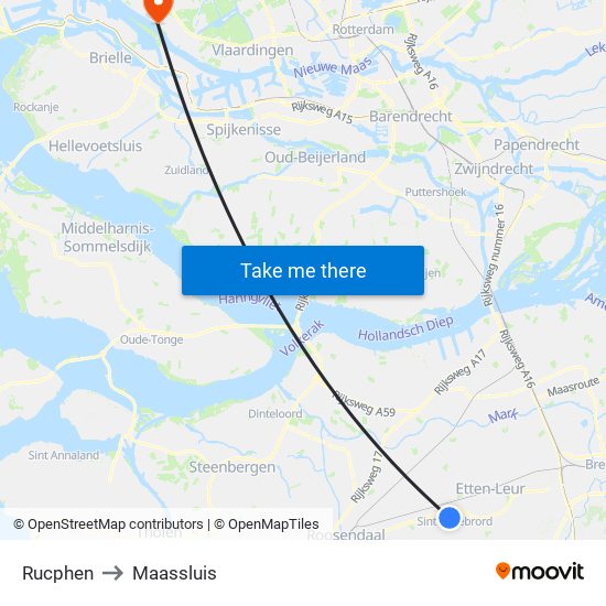 Rucphen to Maassluis map