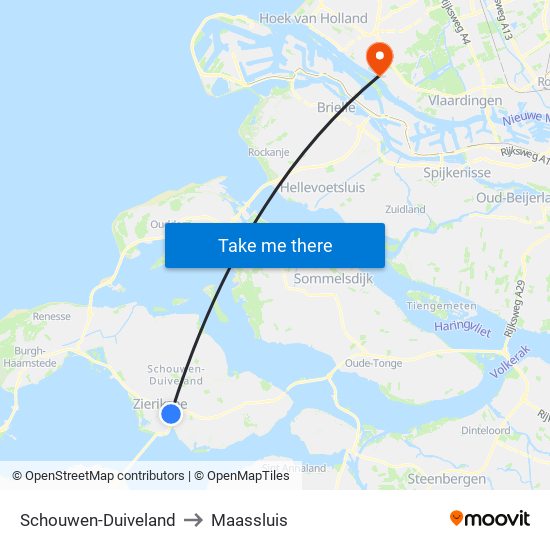 Schouwen-Duiveland to Maassluis map