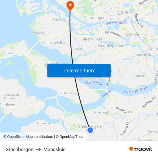 Steenbergen to Maassluis map