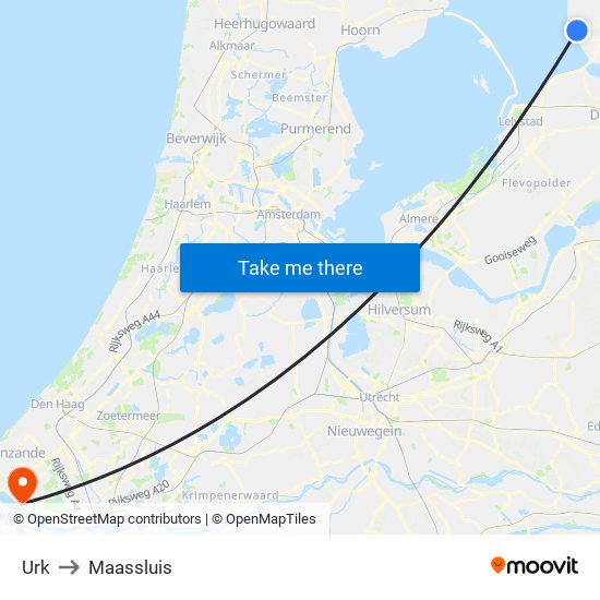 Urk to Maassluis map
