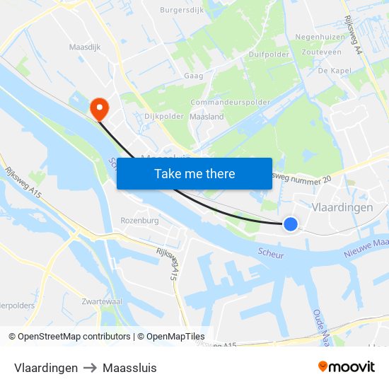 Vlaardingen to Maassluis map