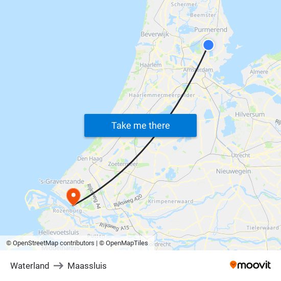 Waterland to Maassluis map