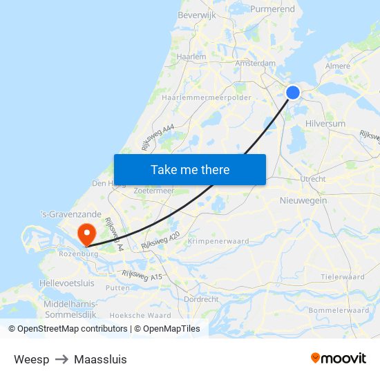 Weesp to Maassluis map